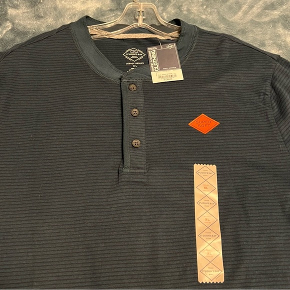 St. John's Bay XL Navy Long Sleeve Henley Shirt | Soft Cotton Blend - Picture 3 of 7